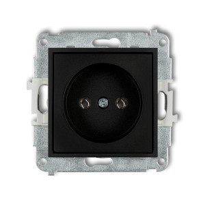 Mechanizm gniazda pojedynczego bez uziemienia 2P (bez przesłon torów prądowych) Karlik ICON czarny mat 12IGP-1