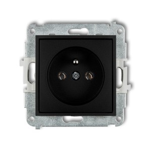 Mechanizm gniazda pojedynczego z uziemieniem 2P+Z (bez przesłon torów prądowych) Karlik ICON czarny mat 12IGP-1z