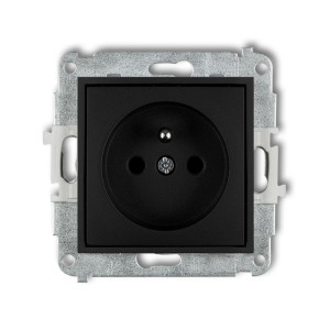 Mechanizm gniazda pojedynczego z uziemieniem 2P+Z (przesłony torów prądowych) Karlik ICON czarny mat 12IGP-1zp