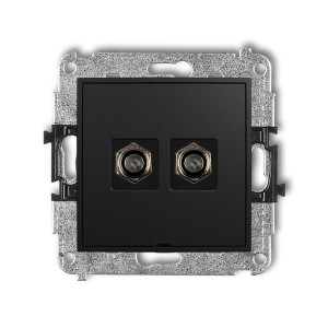 Mechanizm gniazda antenowego podwójnego typu F (SAT) niklowany, bez pola opisowego Karlik ICON czarny mat 12IGFBO-2