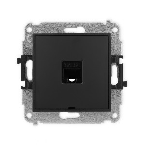 Mechanizm gniazda komputerowego pojedynczego 1xRJ45, kat. 5e, 8-stykowy, bez pola opisowego Karlik ICON czarny mat 12IGKBO-1