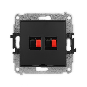 Mechanizm gniazda głośnikowego podwójnego, bez pola opisowego Karlik ICON czarny mat 12IGGBO-2