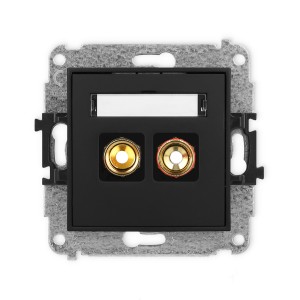 Mechanizm gniazda głośnikowego pojedynczego (typu banan - czerwony i czarny, pozłacany, 4 mm2, skręcany) Karlik ICON czarny mat 12IGG-4