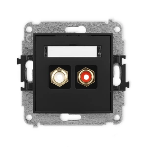 Mechanizm gniazda podwójnego RCA (typu cinch - biały i czerwony, pozłacany) Karlik ICON czarny mat 12IGRCA-2