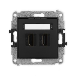 Mechanizm gniazda podwójnego HDMI 2.0, 4K Karlik ICON czarny mat 12IHDMI-4