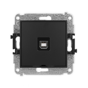 Mechanizm gniazda pojedynczego USB A-B 2.0, bez pola opisowego Karlik ICON czarny mat 12IGUSBBO-3