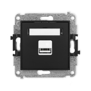 Mechanizm ładowarki USB pojedynczej USB A, 10W max., 5V, 2A Karlik ICON czarny mat 12ICUSB-3