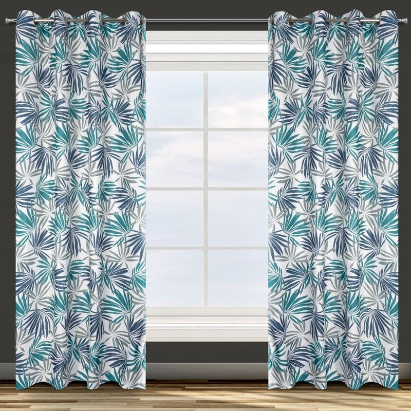 ZASŁONA MIKROFIBRA PRZELOTKI PALMY 140X250 TURKUS