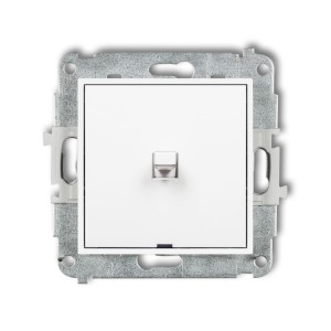 Mechanizm łącznika zwiernego, jednobiegunowego w stylu amerykańskim (jeden klawisz bez piktogramu)  Karlik ICON biały mat 25IWPUS-4.1