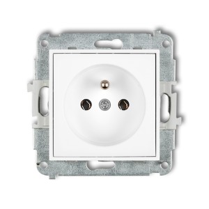 Mechanizm gniazda pojedynczego z uziemieniem 2P+Z (bez przesłon torów prądowych) Karlik ICON biały mat 25IGP-1z
