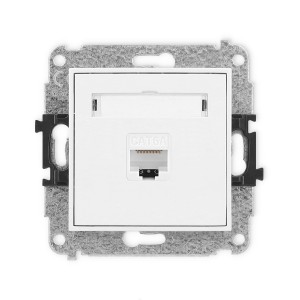 Mechanizm gniazda komputerowego pojedynczego 1xRJ45, kat. 6A, 8-stykowy Karlik ICON biały mat 25IGK-7