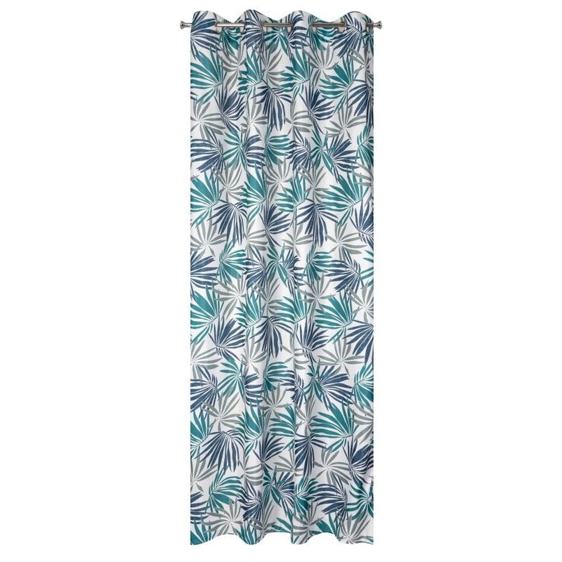 ZASŁONA MIKROFIBRA PRZELOTKI PALMY 140X250 TURKUS