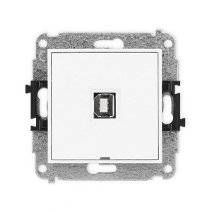 Mechanizm gniazda pojedynczego USB A-B 2.0, bez pola opisowego Karlik ICON biały mat 25IGUSBBO-3