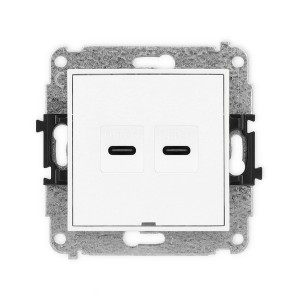 Mechanizm gniazda podwójnego 2xUSB C-C, bez pola opisowego Karlik ICON biały mat 25IGUSBBO-8