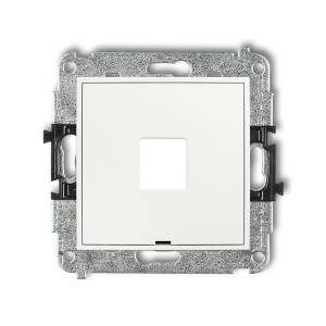 Mechanizm gniazda multimedialnego pojedynczego bez modułu, bez pola opisowego (standard Keystone) Karlik ICON biały mat 25IGMBO-1P