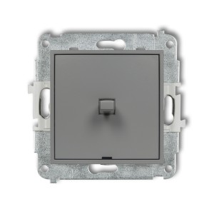 Mechanizm łącznika zwiernego, jednobiegunowego w stylu amerykańskim (jeden klawisz bez piktogramu)  Karlik ICON szary mat 27IWPUS-4.1