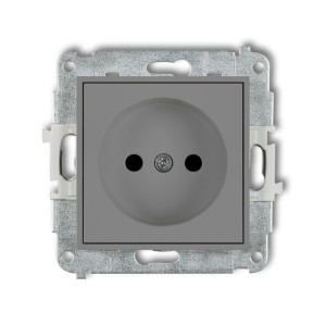 Mechanizm gniazda pojedynczego bez uziemienia 2P (przesłony torów prądowych) Karlik ICON szary mat 27IGP-1p