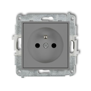 Mechanizm gniazda pojedynczego z uziemieniem 2P+Z (przesłony torów prądowych) Karlik ICON szary mat 27IGP-1zp