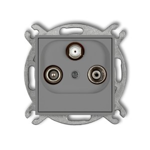 Mechanizm gniazda abonenckiego RTV-SAT końcowego 1,5dB Karlik ICON szary mat 27IGS