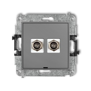 Mechanizm gniazda antenowego podwójnego typu F (SAT) niklowany, bez pola opisowego Karlik ICON szary mat 27IGFBO-2