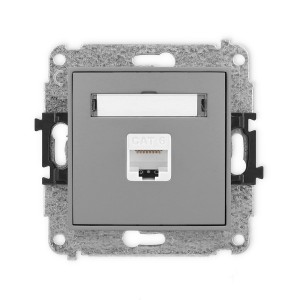 Mechanizm gniazda komputerowego pojedynczego 1xRJ45, kat. 6, 8-stykowy Karlik ICON szary mat 27IGK-3