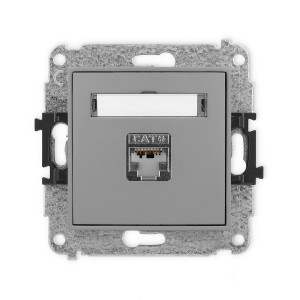 Mechanizm gniazda komputerowego pojedynczego 1xRJ45, kat. 6, ekranowany, 8-stykowy Karlik ICON szary mat 27IGK-5