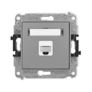 Mechanizm gniazda komputerowego pojedynczego 1xRJ45, kat. 6A, 8-stykowy Karlik ICON szary mat 27IGK-7