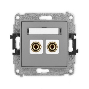 Mechanizm gniazda głośnikowego pojedynczego (typu banan - czerwony i czarny, pozłacany, 4 mm2, do lutowania) Karlik ICON szary mat 27IGG-3