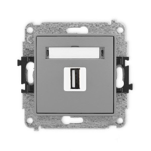 Mechanizm gniazda pojedynczego USB A-A 2.0 Karlik ICON szary mat 27IGUSB-1