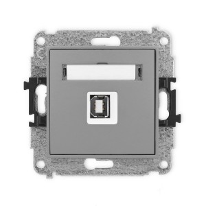 Mechanizm gniazda pojedynczego USB A-B 2.0 Karlik ICON szary mat 27IGUSB-3