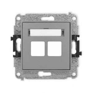 Mechanizm gniazda multimedialnego podwójnego bez modułu (standard Keystone) Karlik ICON szary mat 27IGM-2P