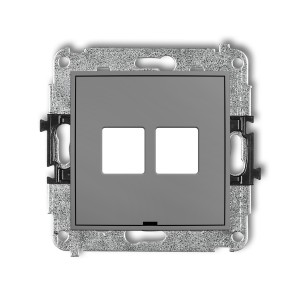Mechanizm gniazda multimedialnego podwójnego bez modułu, bez pola opisowego (standard Keystone) Karlik ICON szary mat 27IGMBO-2P