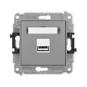 Mechanizm ładowarki USB pojedynczej USB A, 5W max., 5V, 1A Karlik ICON szary mat 27ICUSB-1