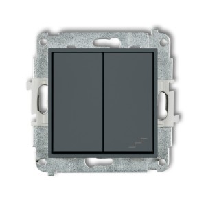 Mechanizm łącznika jednobiegunowego ze schodowym (osobne zasilanie) Karlik ICON grafitowy mat 28IWP-10.2