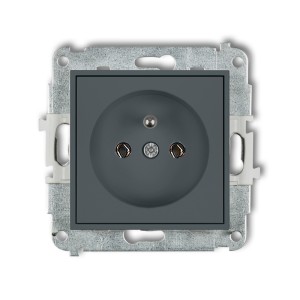 Mechanizm gniazda pojedynczego z uziemieniem 2P+Z (bez przesłon torów prądowych) Karlik ICON grafitowy mat 28IGP-1z