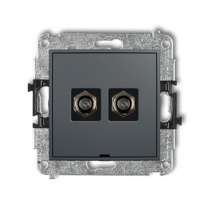 Mechanizm gniazda antenowego podwójnego typu F (SAT) niklowany, bez pola opisowego Karlik ICON grafitowy mat 28IGFBO-2
