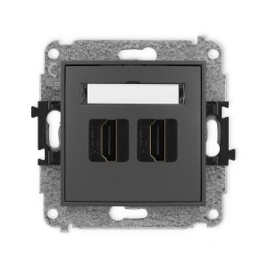 Mechanizm gniazda podwójnego HDMI 2.0, 4K Karlik ICON grafitowy mat 28IHDMI-4