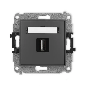 Mechanizm gniazda pojedynczego USB A-A 2.0 Karlik ICON grafitowy mat 28IGUSB-1