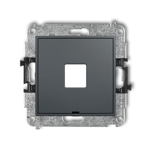 Mechanizm gniazda multimedialnego pojedynczego bez modułu, bez pola opisowego (standard Keystone) Karlik ICON grafitowy mat 28IGMBO-1P
