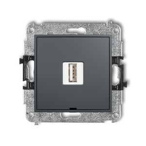 Mechanizm ładowarki USB pojedynczej USB A, 10W max., 5V, 2A, bez pola opisowego Karlik ICON grafitowy mat 28ICUSBBO-3