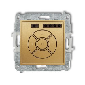 Mechanizm elektronicznego sterownika roletowego (sterowanie lokalne i pilotem, sterowanie strefą, dodatkowy przycisk) Karlik ICON złoty 29ISR-3A