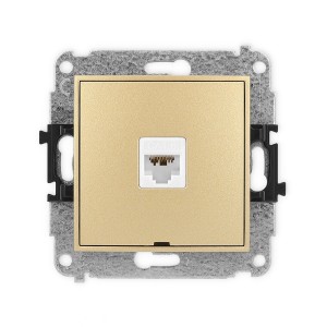 Mechanizm gniazda komputerowego pojedynczego 1xRJ45, kat. 6A, 8-stykowy, bez pola opisowego Karlik ICON złoty 29IGKBO-7