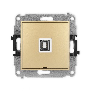 Mechanizm gniazda pojedynczego USB A-B 2.0, bez pola opisowego Karlik ICON złoty 29IGUSBBO-3
