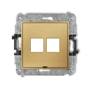 Mechanizm gniazda multimedialnego podwójnego bez modułu, bez pola opisowego (standard Keystone) Karlik ICON złoty 29IGMBO-2P