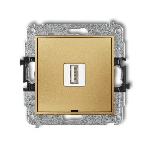 Mechanizm ładowarki USB pojedynczej USB A, 5W max., 5V, 1A, bez pola opisowego Karlik ICON złoty 29ICUSBBO-1