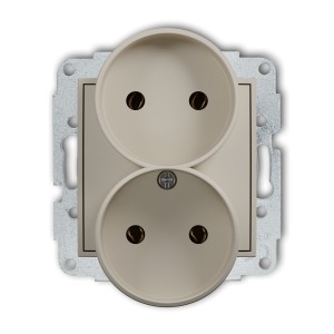 Mechanizm gniazda podwójnego do ramki bez uziemienia 2x2P (bez przesłon torów prądowych) Karlik ICON taupe 60IGPR-2
