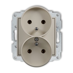 Mechanizm gniazda podwójnego do ramki z uziemieniem 2x(2P+Z) (bez przesłon torów prądowych) Karlik ICON taupe 60IGPR-2z