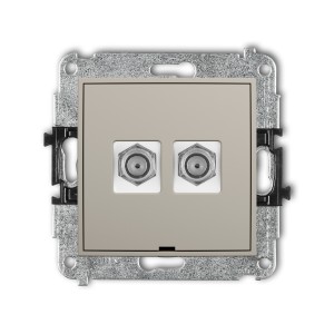 Mechanizm gniazda antenowego podwójnego typu F (SAT) niklowany, bez pola opisowego Karlik ICON taupe 60IGFBO-2