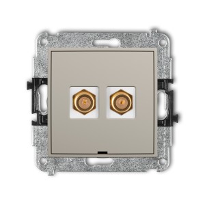 Mechanizm gniazda antenowego podwójnego typu F (SAT) pozłacany, bez pola opisowego Karlik ICON taupe 60IGFBO-2.1