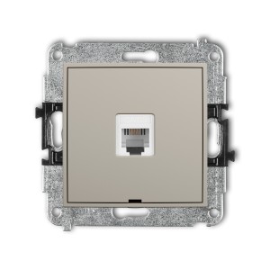 Mechanizm gniazda telefonicznego pojedynczego 1xRJ11, 4-stykowy, beznarzędziowe, bez pola opisowego Karlik ICON taupe 60IGTBO-1